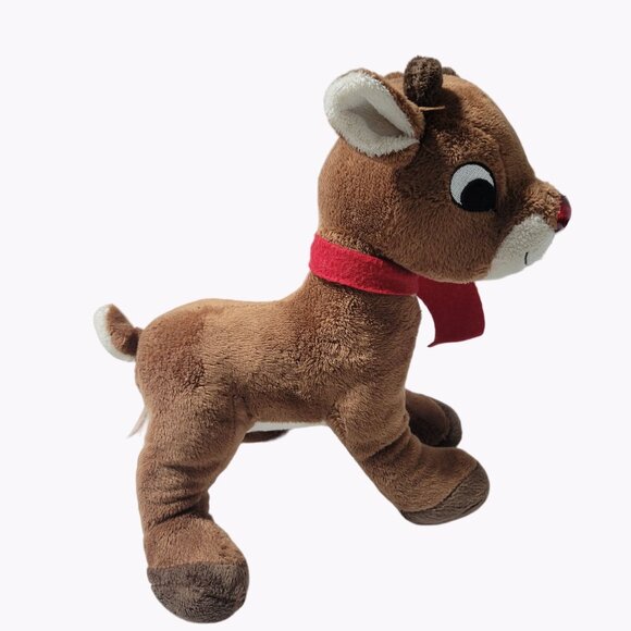 Rudolph The Red Nosed Reindeer Christmas Plush Red Scarf Stuffed Animal Toy - Picture 3 of 6